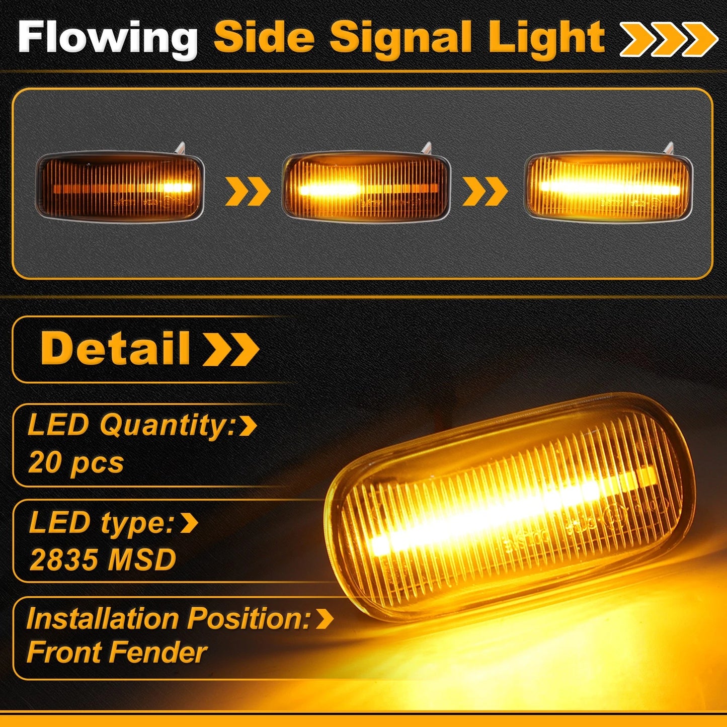 Side Marker Fender Light 261609Y000 for Infiniti M35 (2006–2007) Transparent Lens