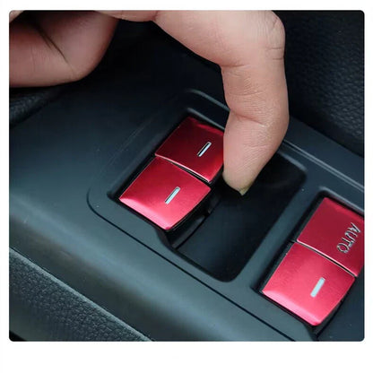13Pcs Red Alloy Door Window Lift Button Trim for Honda CRV (2023–2024)