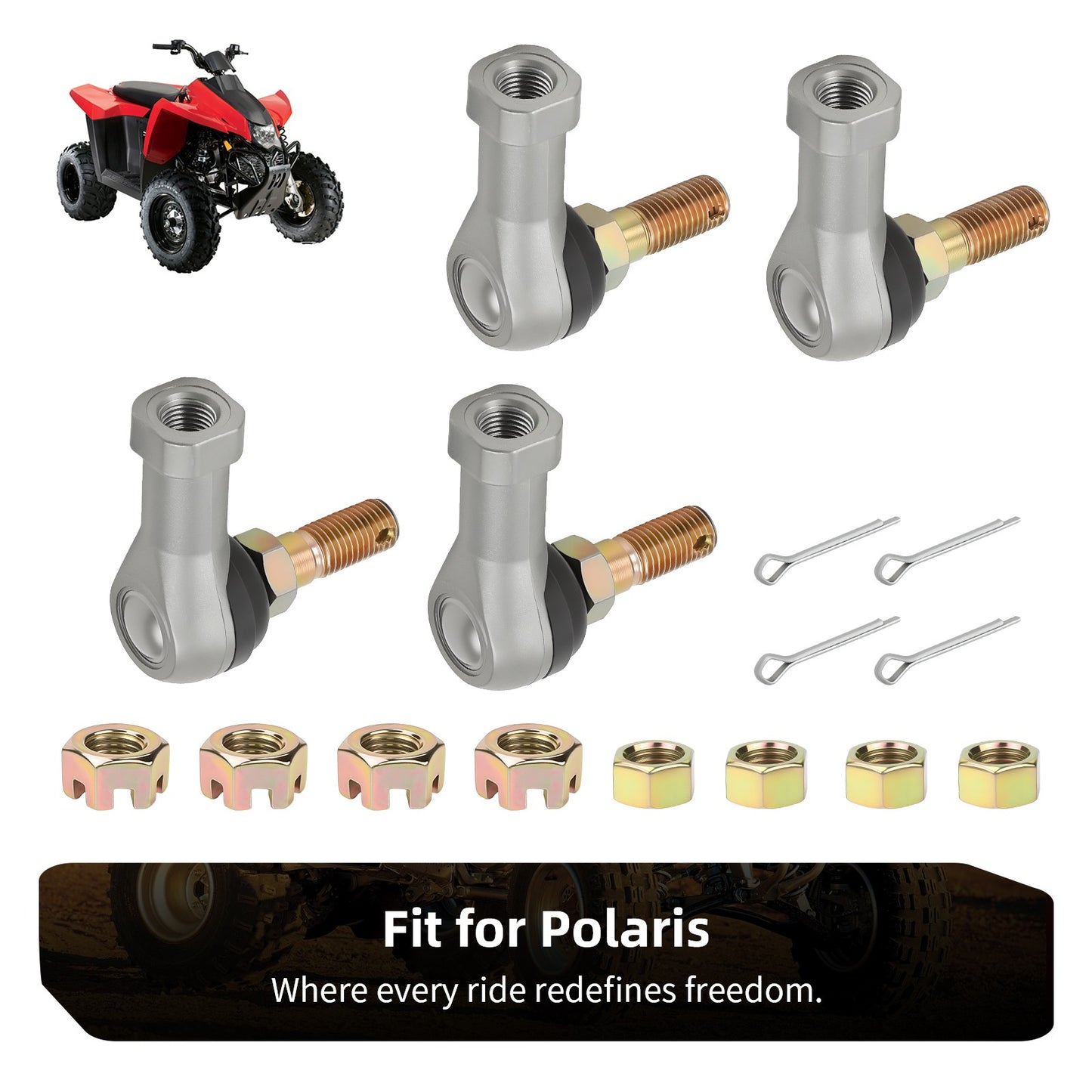 Set of 2 Tie Rod End Kit for Polaris Trail Boss 250 2x4 (1988–1989, 1991–1993)