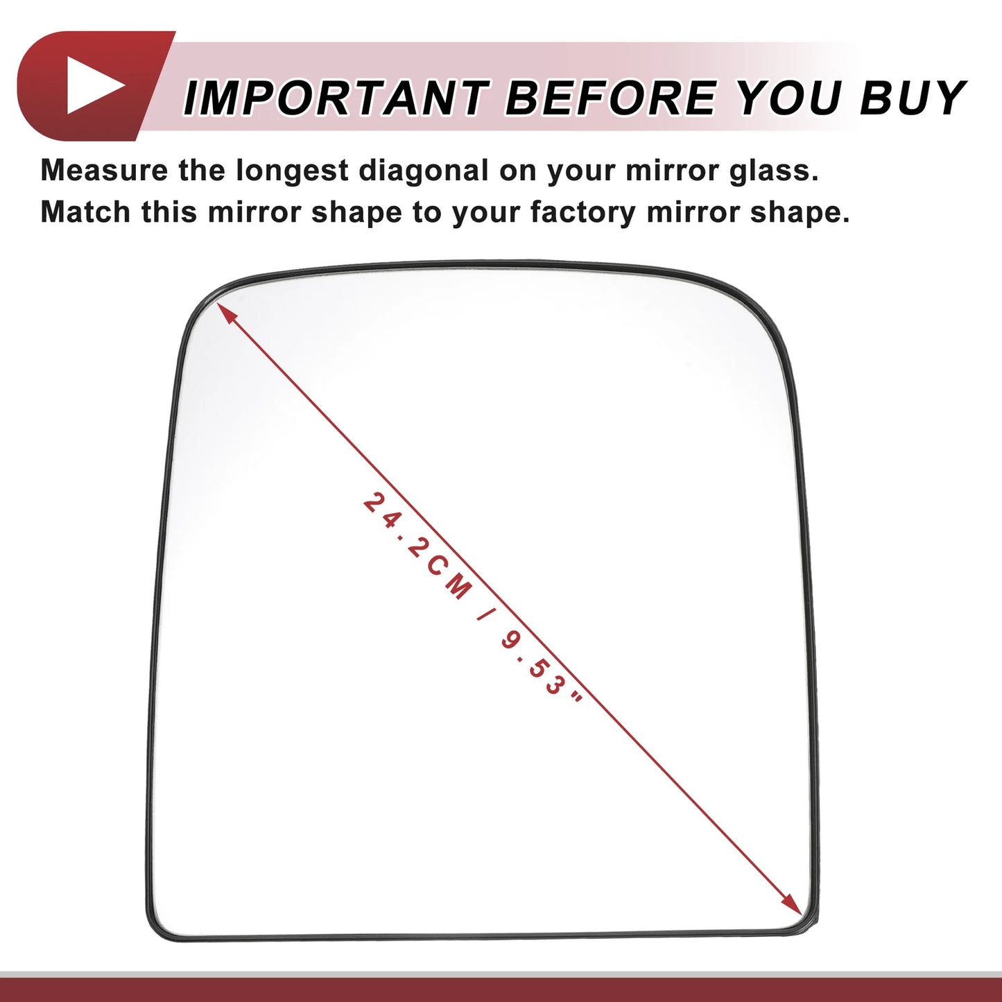 Heated Left Driver Side Tow Mirror Glass for Dodge