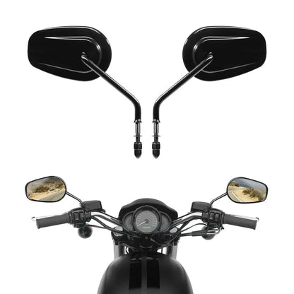 Black Teardrop Rearview Mirrors for Harley Softail Deluxe Fat Boy Dyna FXDL
