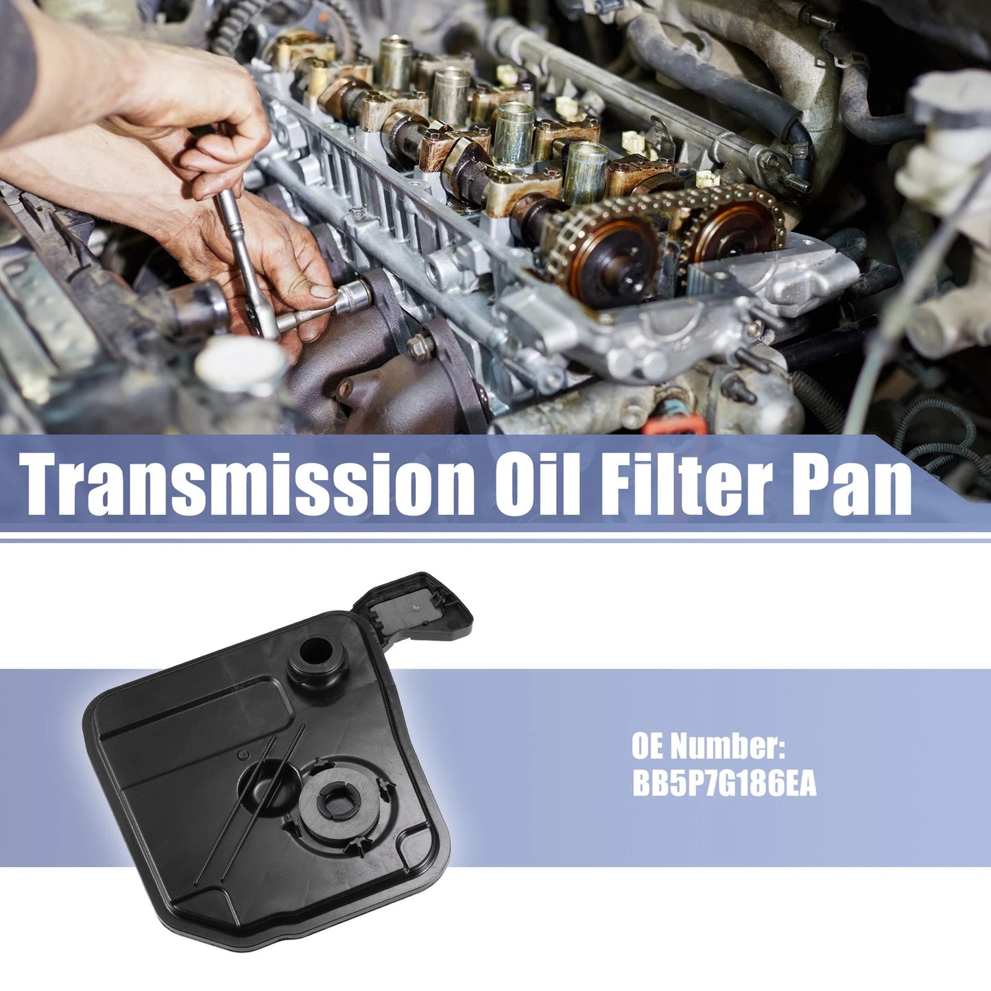 Transmission Filter Oil Pan for Ford Escape, E-350, Lincoln (No.BB5P7G186EA)