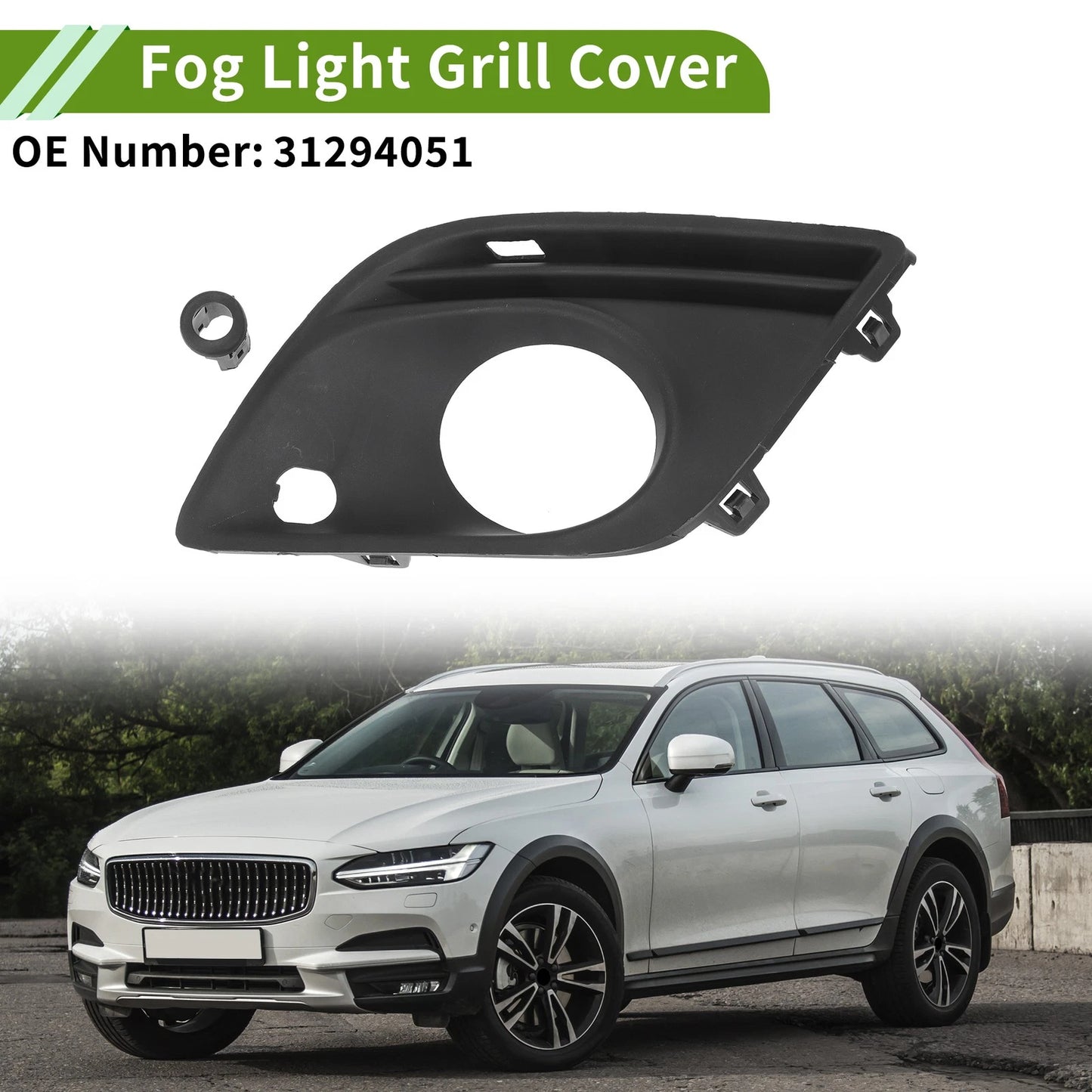 1 Pc Front Left Fog Light Grill for Volvo XC60 (2010-2016) Black