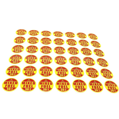 Set of 42 Waterproof Warning Stickers for Mixed Fuel 50:1