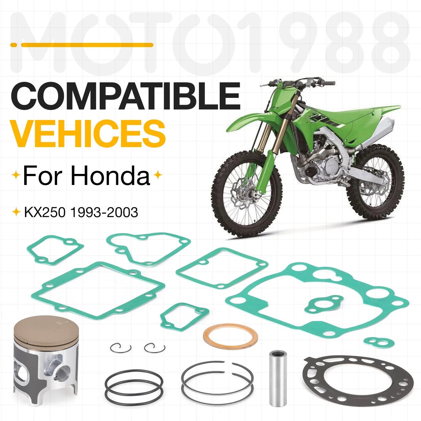 Top End Rebuild Kit 66.4mm Piston + Ring + Gasket for KX250