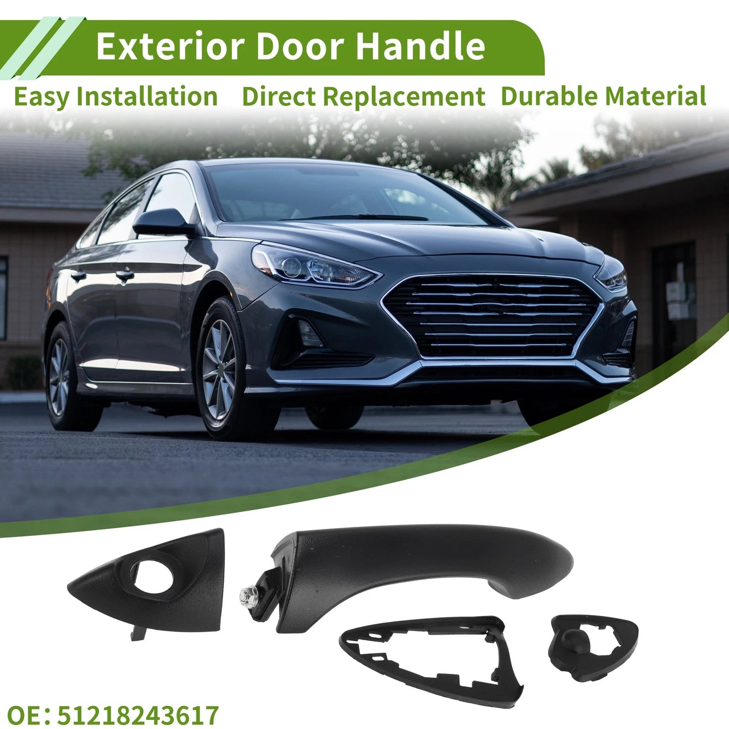 Exterior Door Handle for BMW X5 E53 (2000–2006) No.51218243617 Black Front Left