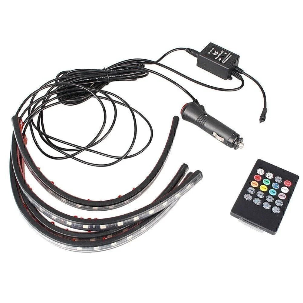 4in1 LED Car Interior Atmosphere Lamp Remote Control Footwell Lights