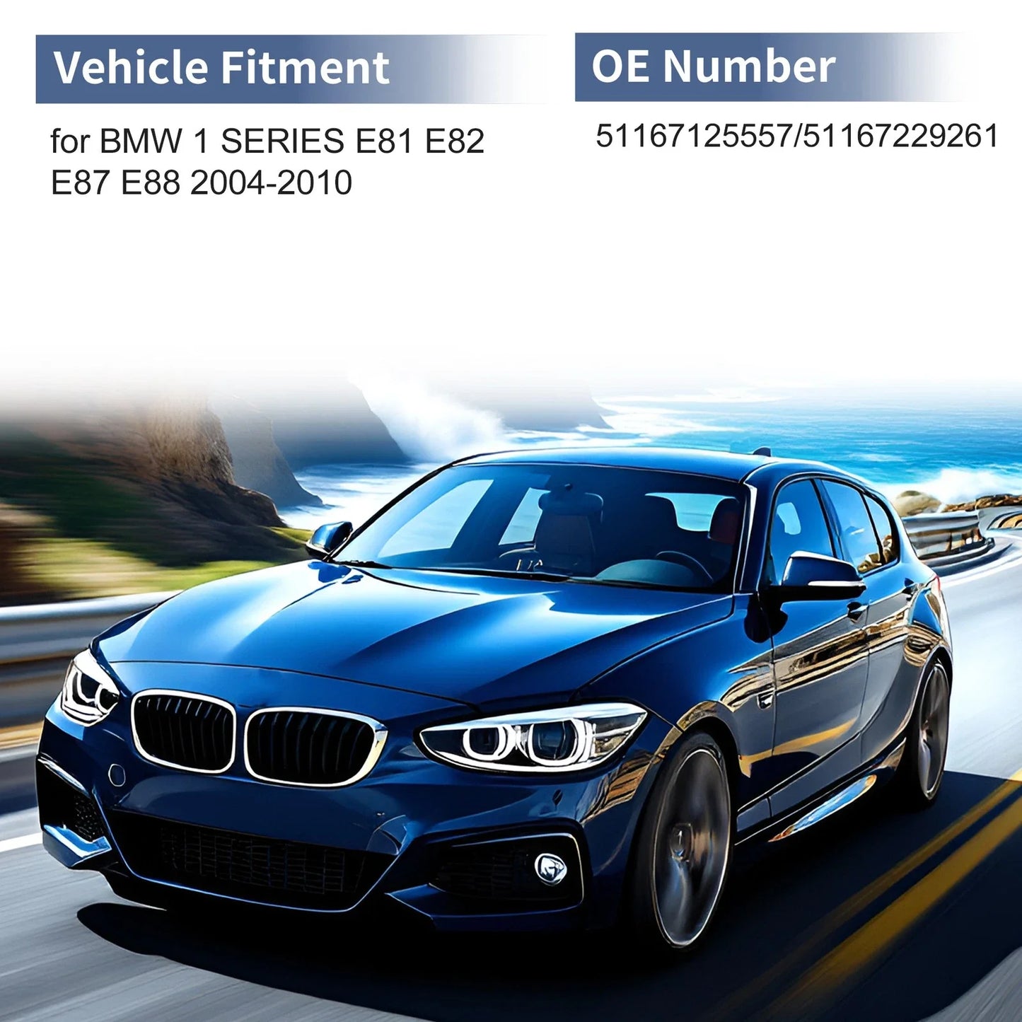 Mirror Cover Gray Replacement for BMW 1 Series E81 E82 E87 E88 (2004 - 2010)