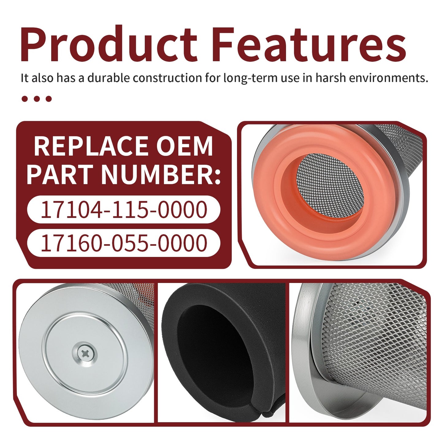 Air Filter with Holder for Massimo Gunner 250 250s MSU 400 500 700