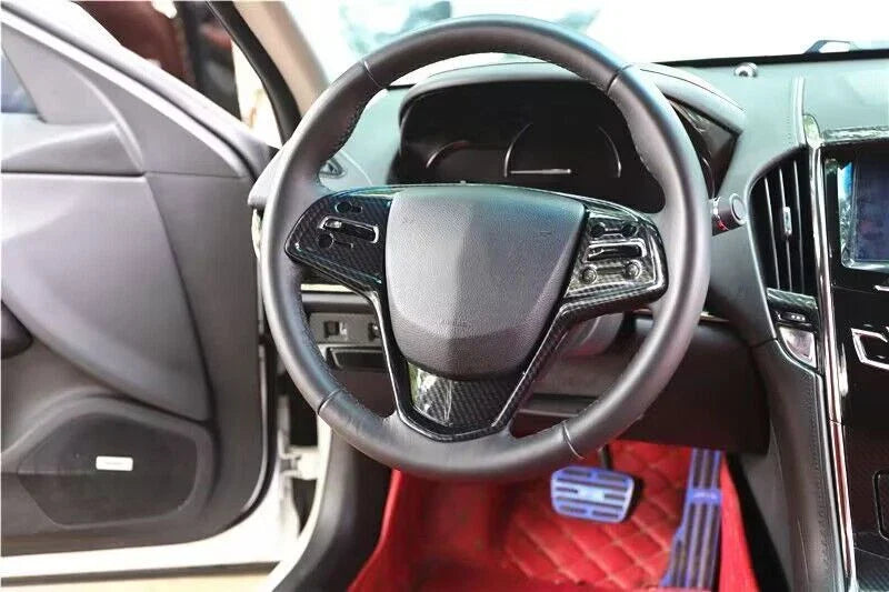 Carbon Fiber Steering Wheel Button Panel Trim for Cadillac ATS-V (2013-2019)