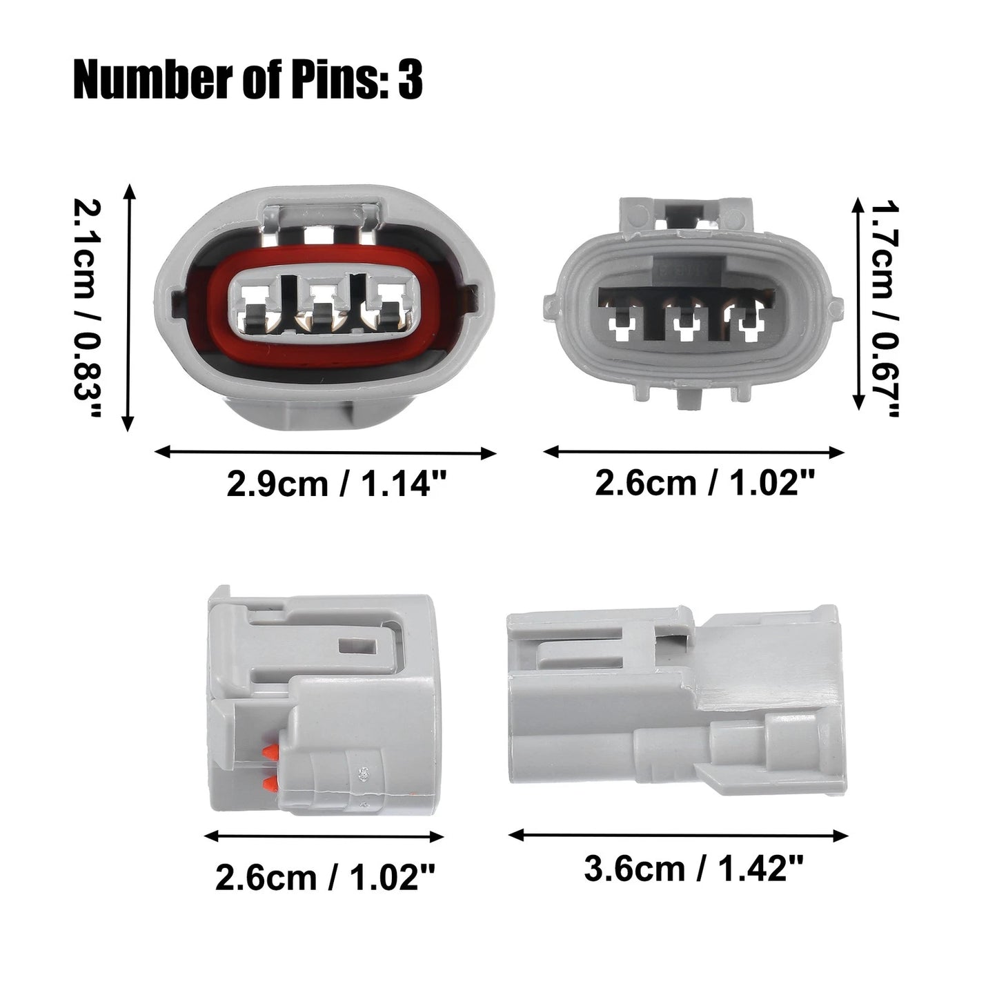 Set of 3 Pin TS Alternator Connector Male Female Adapter for Toyota