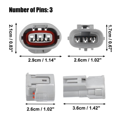 Set of 3 Pin TS Alternator Connector Male Female Adapter for Toyota