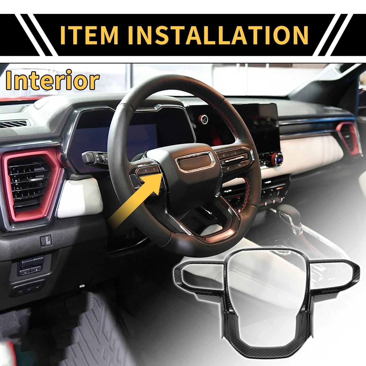 Steering Wheel Cover Trim for Chevy Colorado (2023-2024) Carbon Fiber Pattern