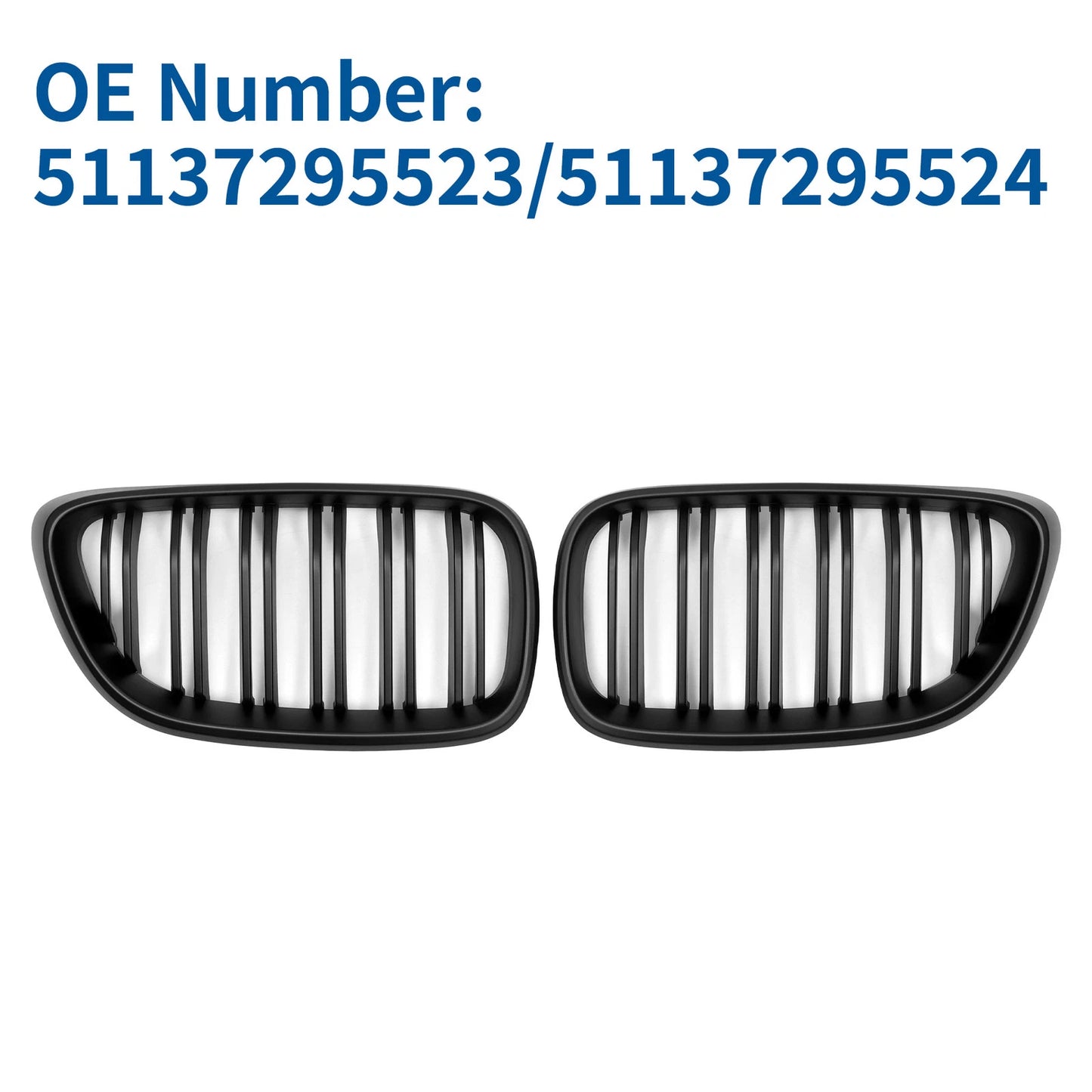Pair Front Upper Bumper Grille for BMW 2 Series F22 (2014–2021) Matte Black