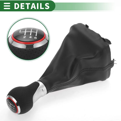 6 Speed Shift Knob with Cover for Audi A3 (2013–2020) Chrome Red Black