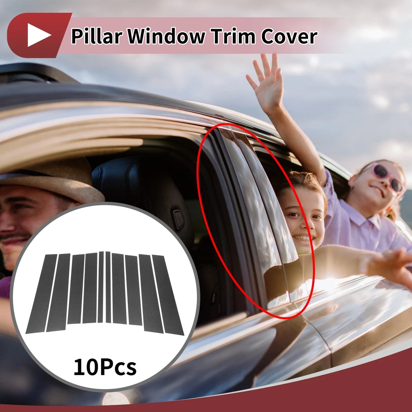 10 x Door Pillar Window Trim Covers for Mercedes-Benz GL-Class (2013-2019)