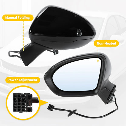 3Pin Left Side Door Mirror Black for Chevy Cruze (2016–2019) Sedan/Hatchback
