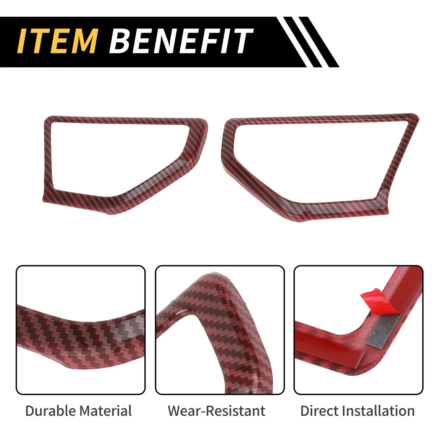 1 Pair A Pillar Speaker Cover Trim for Jeep Wrangler JL JLU (2018–2023) Carbon Fiber Red