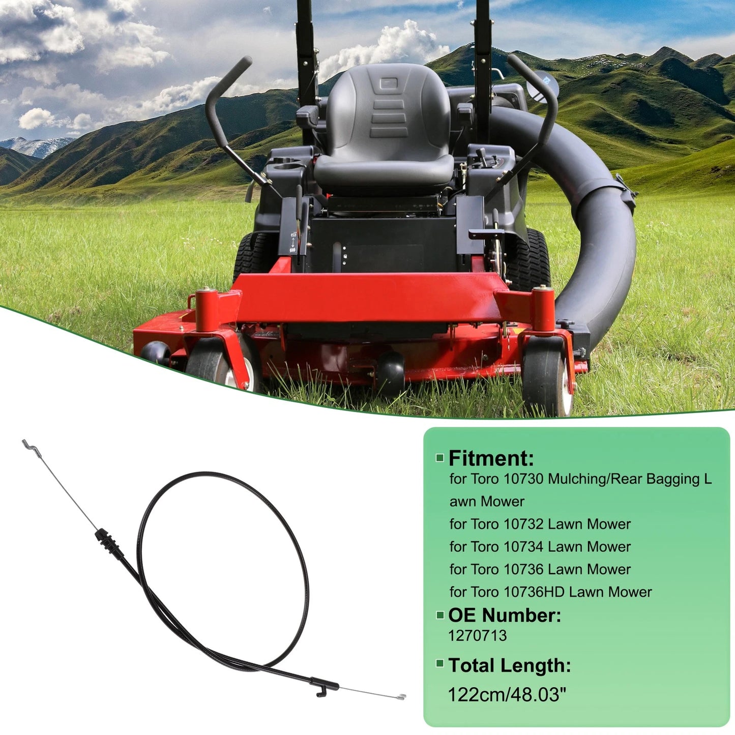 Brake Cable for Toro 10730 Mulching 48" (Replace 1270713)