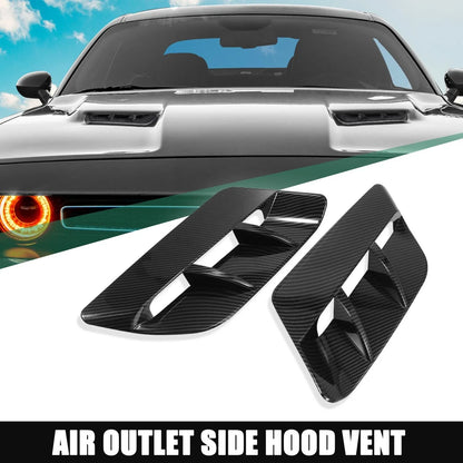 2 x Hood Air Vent Covers Carbon Fiber for Dodge Challenger (2015-2020)