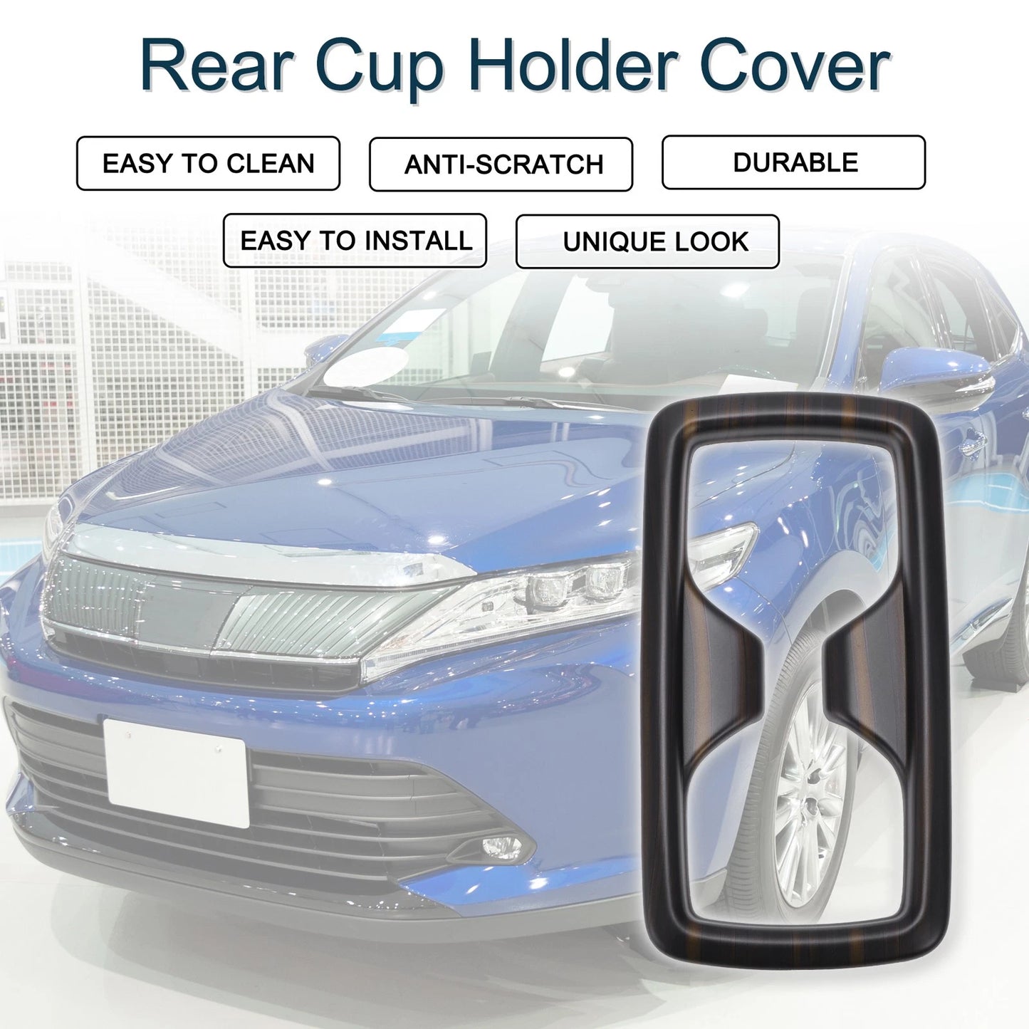 Rear Cup Holder Cover for Toyota Harrier (80 Series) - Black 1 Pcs