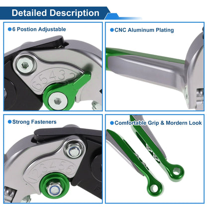 Adjustable Brake Clutch Levers for Kawasaki ZZR600 (1990–2006) Titanium Green