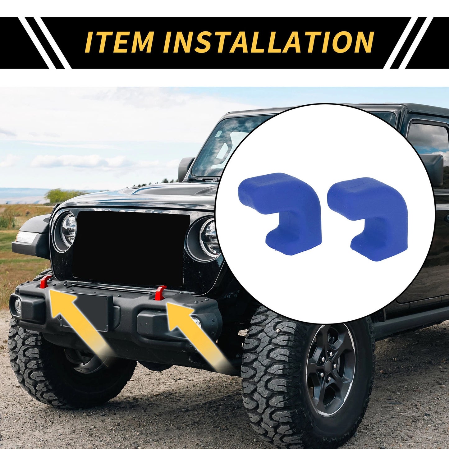 2pcs Tow Hook Covers for Jeep Wrangler JK JL Gladiator TJ (2007–2023) Blue