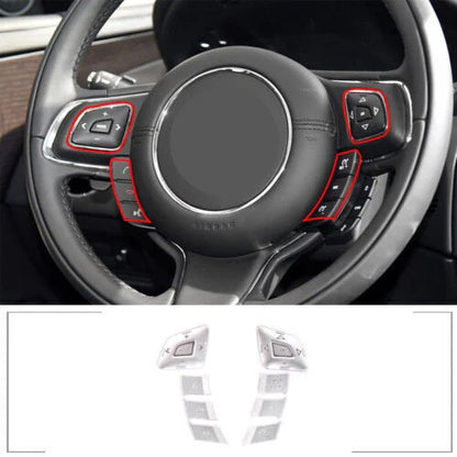 Silver Alloy Steering Wheel Button Sticker Trim for Jaguar XJL (2010–2019)