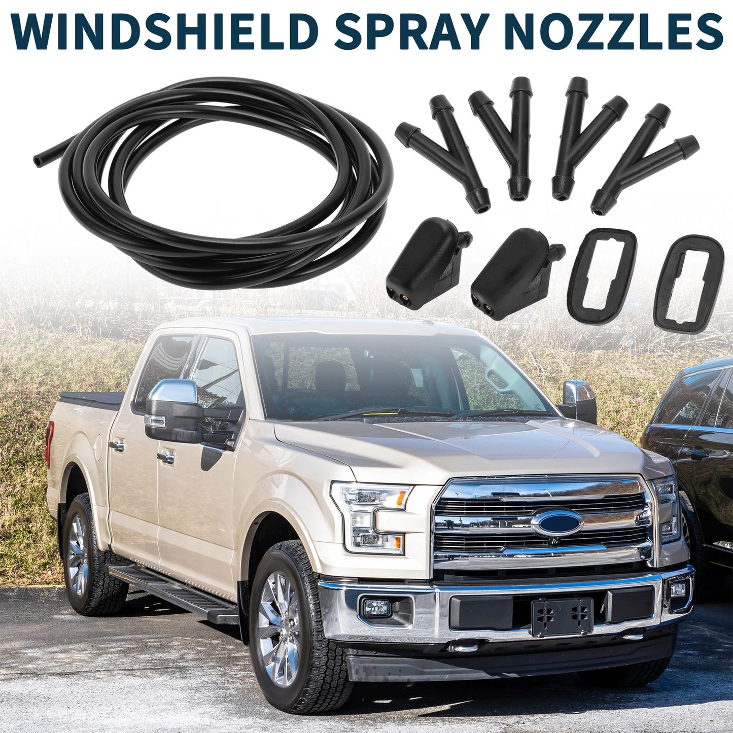Set of 2 Front Windshield Washer Nozzles No. 61667146377 for Mini Cooper (2002–2013)