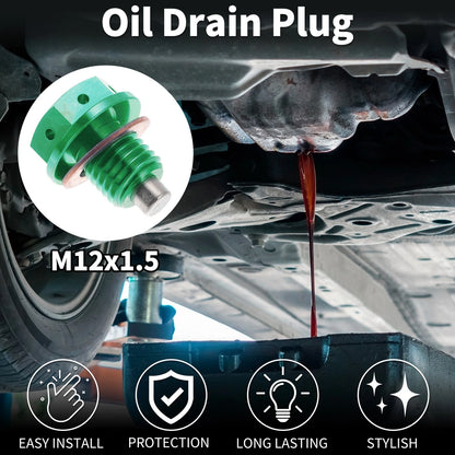 M12x1.5 Magnetic Oil Drain Plug for Oil Pan (Titanium Alloy, Green)