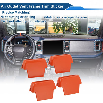 Set of 4 Air Condition Outlet Vent Trim Covers for Ford Bronco (2021–2024) Orange