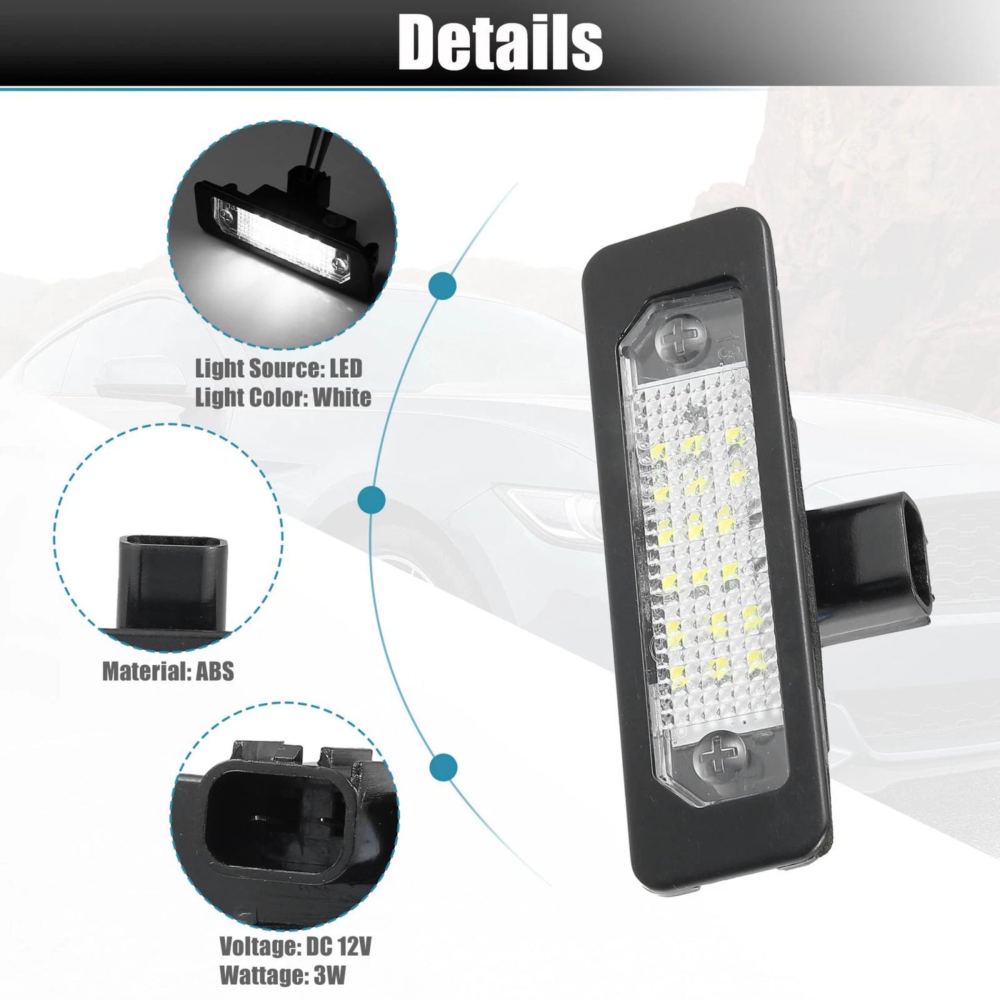 2X LED License Plate Light Tag Lamp Assembly for Ford Mustang Focus Fusion