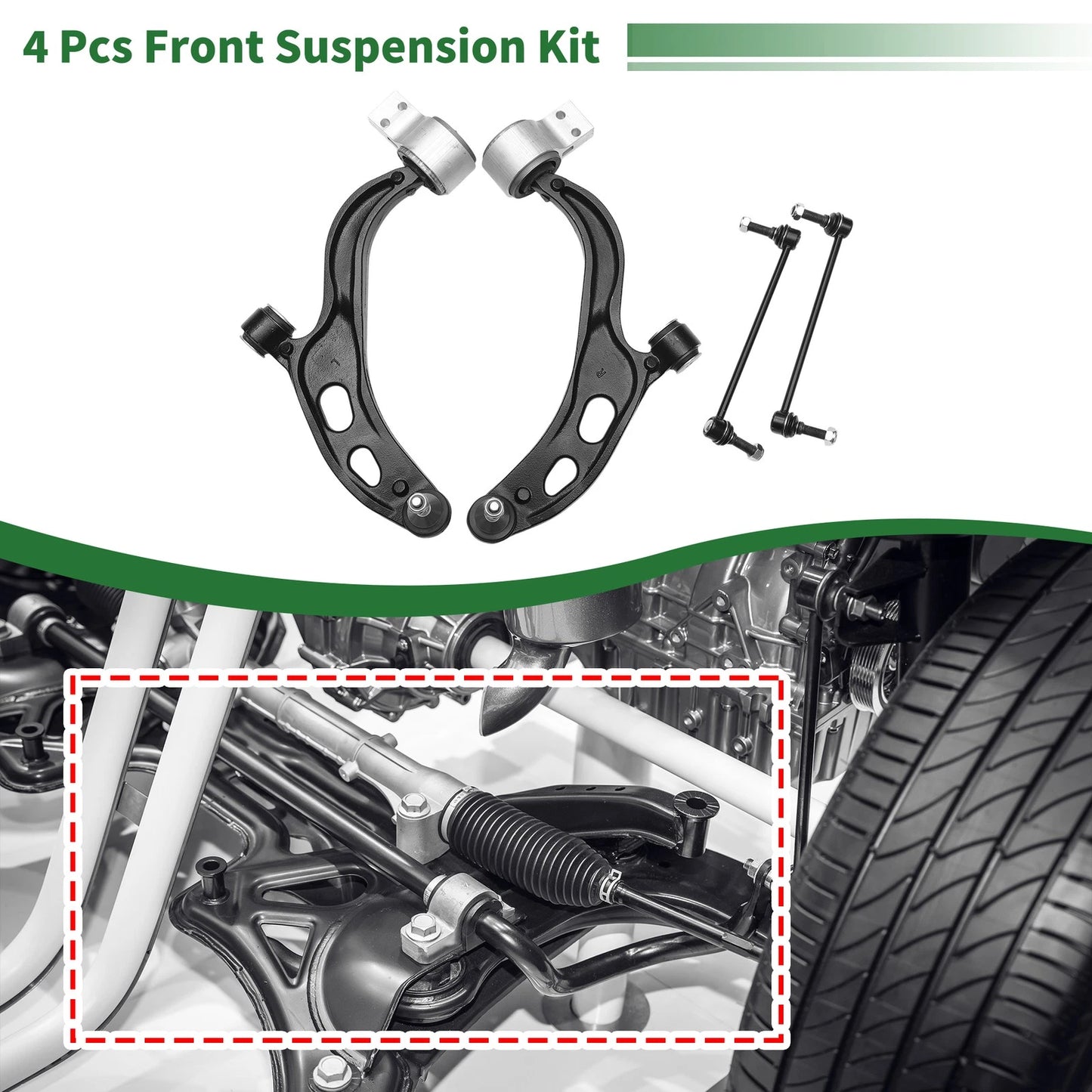 Set of 4 Front Lower Control Arms for Ford Flex (2010–2012) MS401121/MS401122/K750388