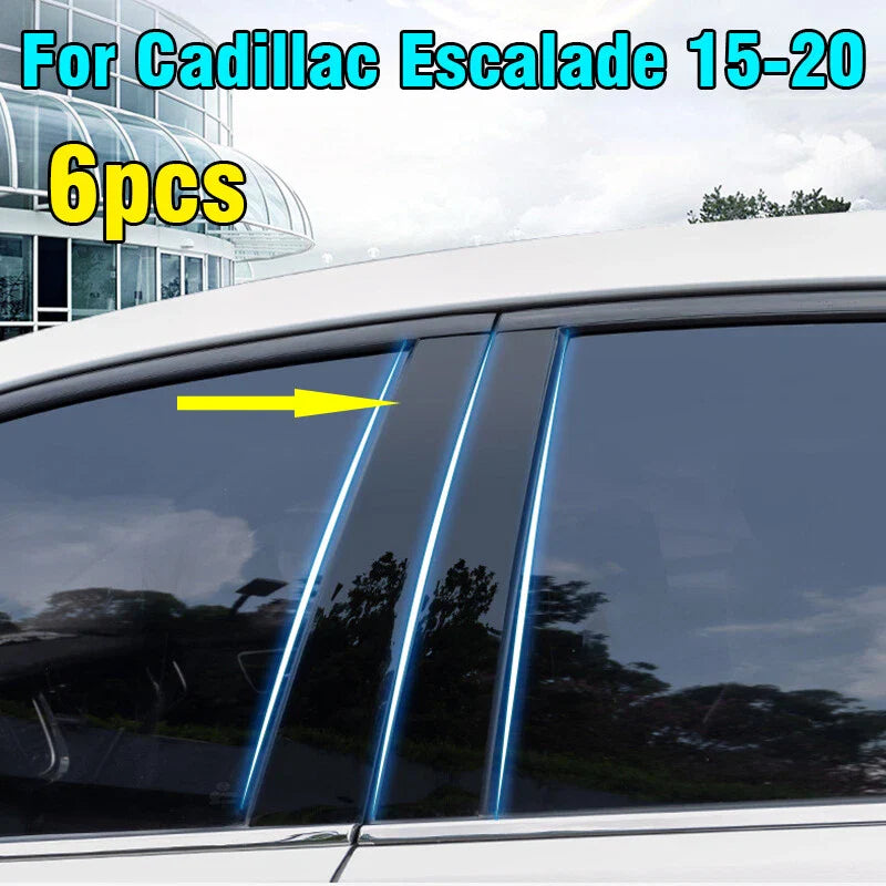 6x Window Pillar Posts Door Trim Cover for Cadillac Escalade (2015–2020)