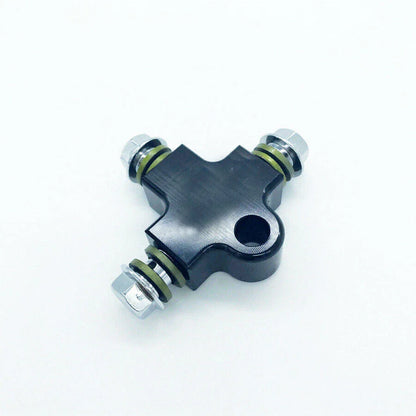 3-Way Tee Connector Adapter for Motorcycle Hydraulic Brake Hose Line - Aluminum Alloy