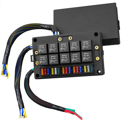 10 x 5Pin 40A Relays & 15 x Fuses Pre-Wired Fuse Relay Box for 12V Car Truck
