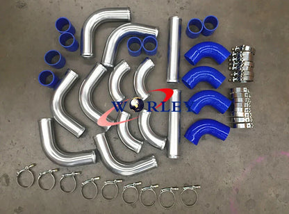 600x300x76mm Front Mount Intercooler + 3" Aluminum Piping + Hose for Car Model