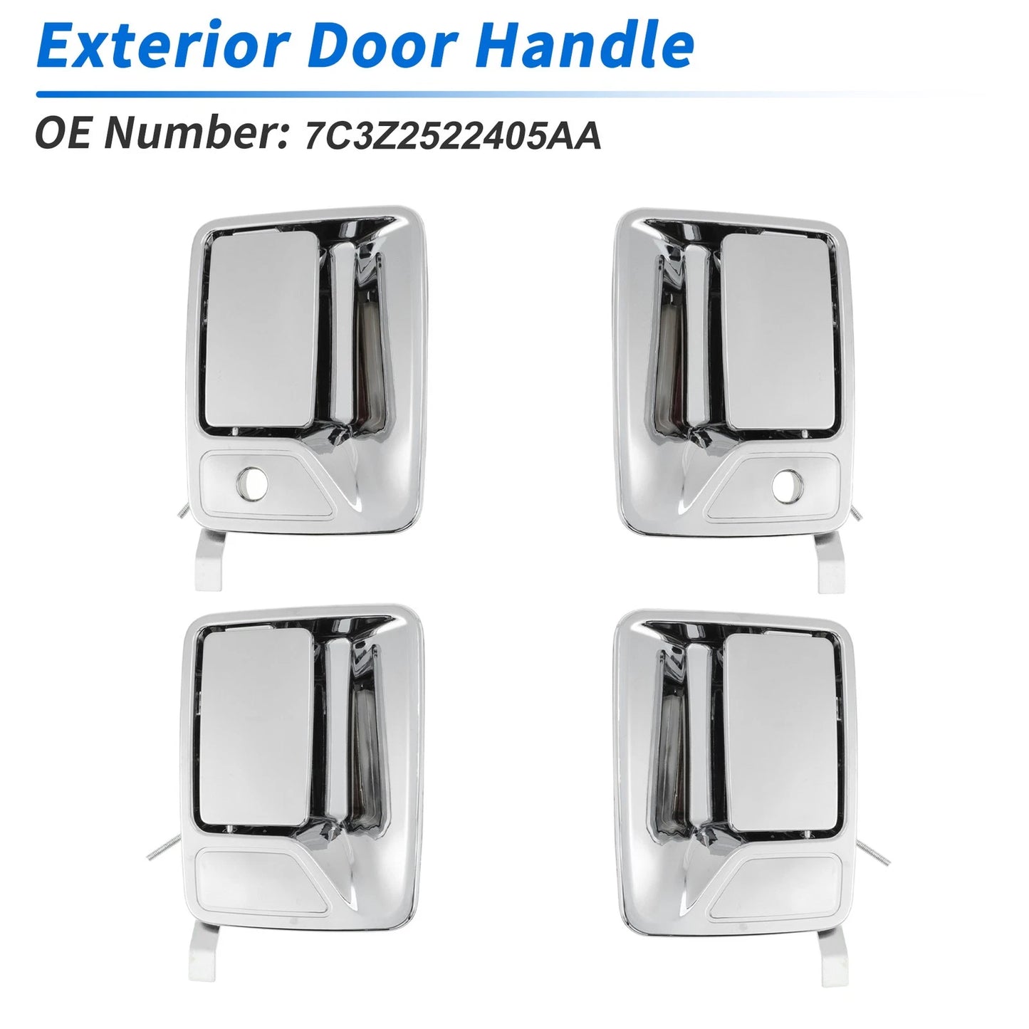 Set of 4 Chrome Exterior Door Handles for Ford F250 F350 (1999–2016) No.7C3Z2522405AA
