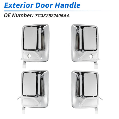 Set of 4 Chrome Exterior Door Handles for Ford F250 F350 (1999–2016) No.7C3Z2522405AA