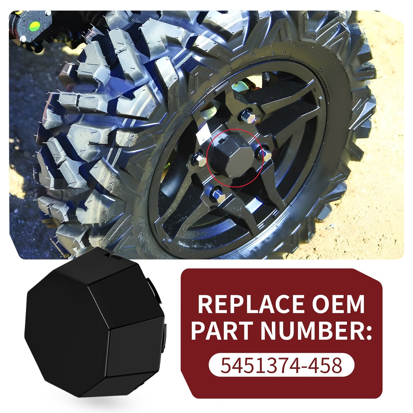 Pair Matte Black Hub Covers for Polaris Sportsman 570 (2015–2025)