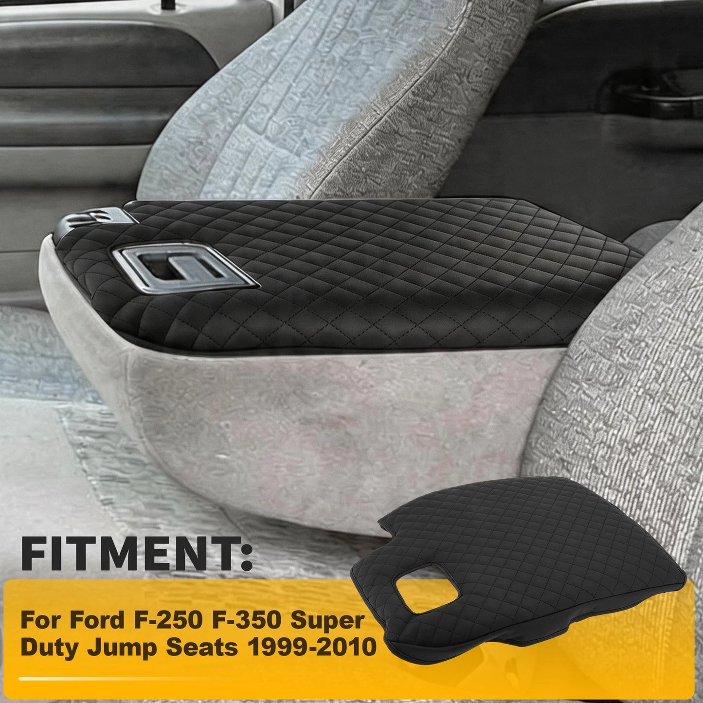 Leather Console Lid Armrest Cover for Ford F-250 F-350 Super Duty (1999–2010)
