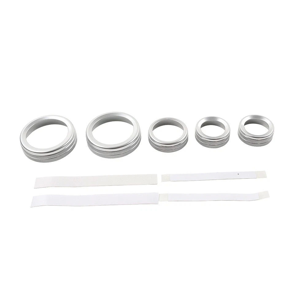 Set of 5 AC Headlight Radio Switch Knob Rings for Ford Maverick (2022–2023) Silver