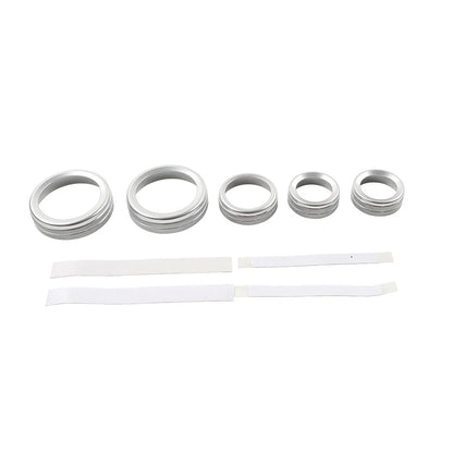 Set of 5 AC Headlight Radio Switch Knob Rings for Ford Maverick (2022–2023) Silver