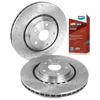Front Slotted Disc Brake Rotors + Bendix Pads for Kluger (2007–2020)