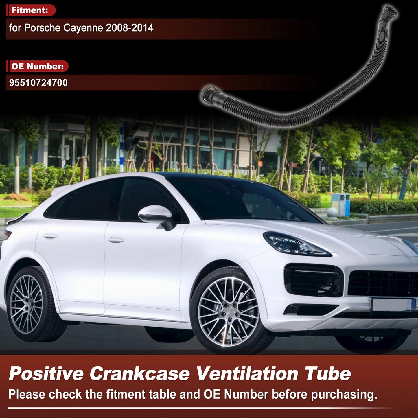 Crankcase Breather Hose for Porsche Cayenne (2008–2014) 95510724700 Black