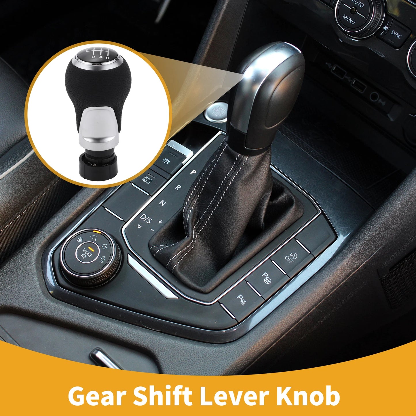 6 Speed Manual Gear Shift Knob for Audi A3 8P (2003–2013) Faux Leather Silver