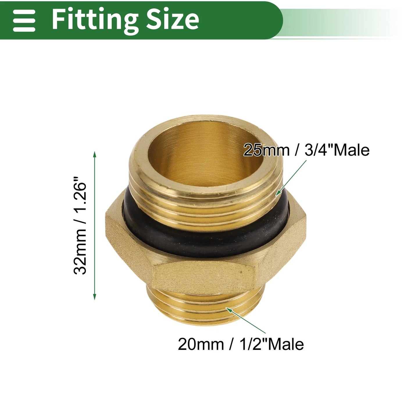 1/2" Male to 3/4" Male Double External Thread Connector with Gasket