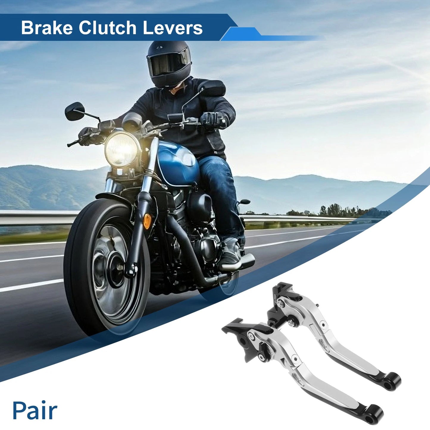 Adjustable Brake Clutch Lever for Kawasaki Vulcan S (2015–2023) - Silver Black