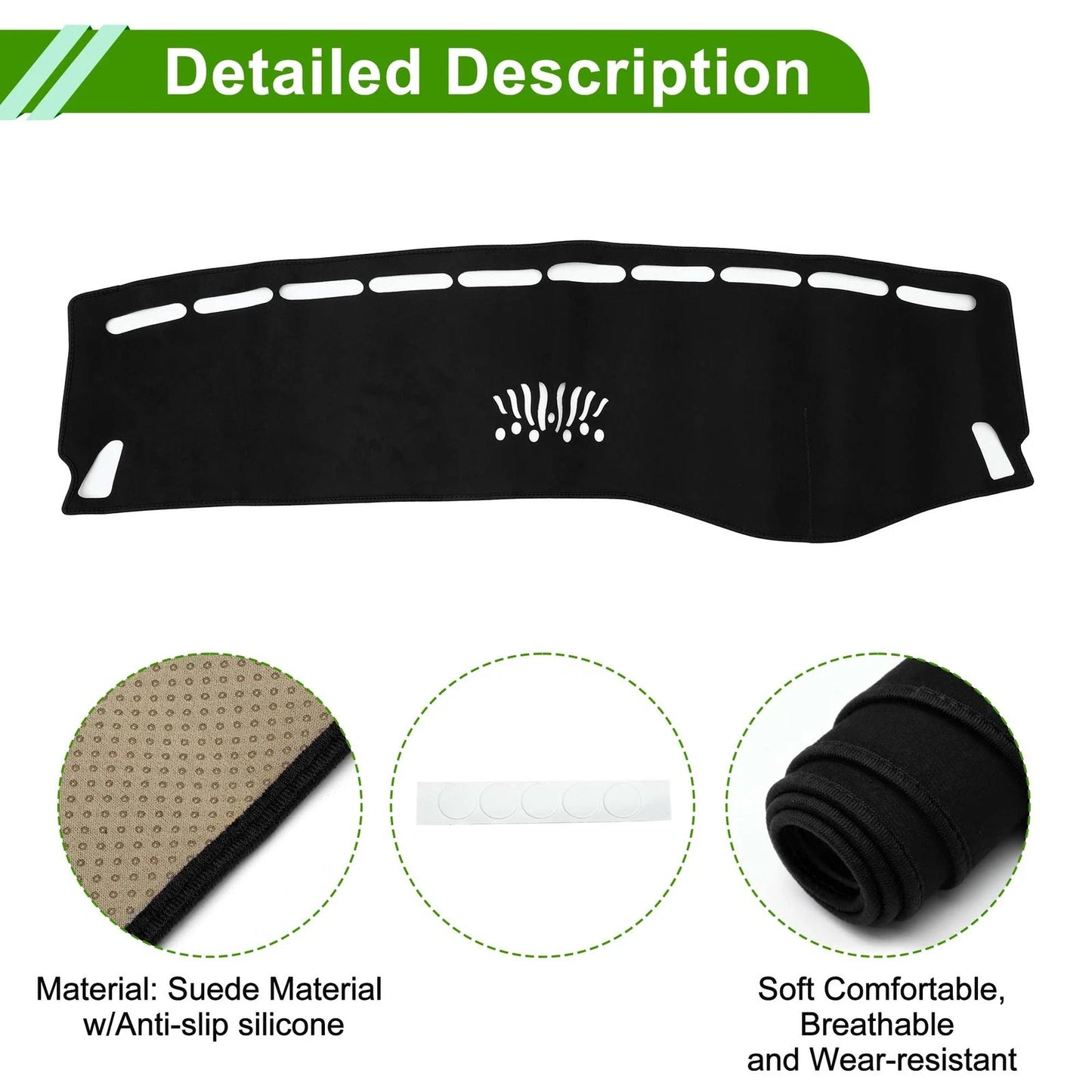 Dashboard Cover Mat for Mercedes Benz C Class W205 (2015–2021) Black