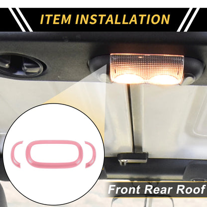 Front Rear Roof Reading Light Trim Cover for Jeep Wrangler JK (2007–2018) Red Carbon Fiber